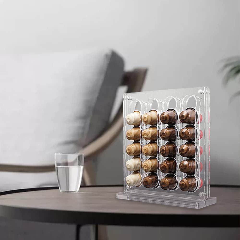 Coffee Pod Holder for Nespresso Original Line Capsule Holder Acrylic Magnetic Coffee Pods Organizer, Freestanding or Mounted on the Fridge, Hold 40 Capsule Pods Capacity Storage Rack