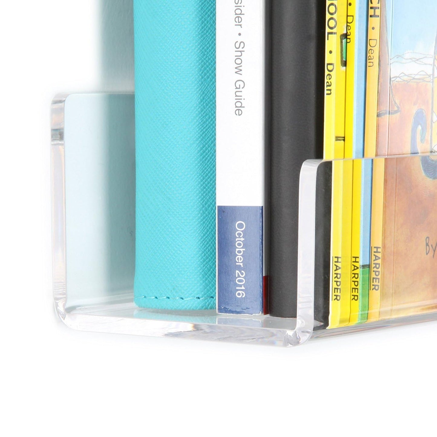 6Pack Acrylic Floating Shelves, 12 inch Clear Bathroom Wall Shelf, Bookshelves, Invisible Display for Office, Bedroom, Small Gap Allows Water to Escape, Free Screws & Drill Bit