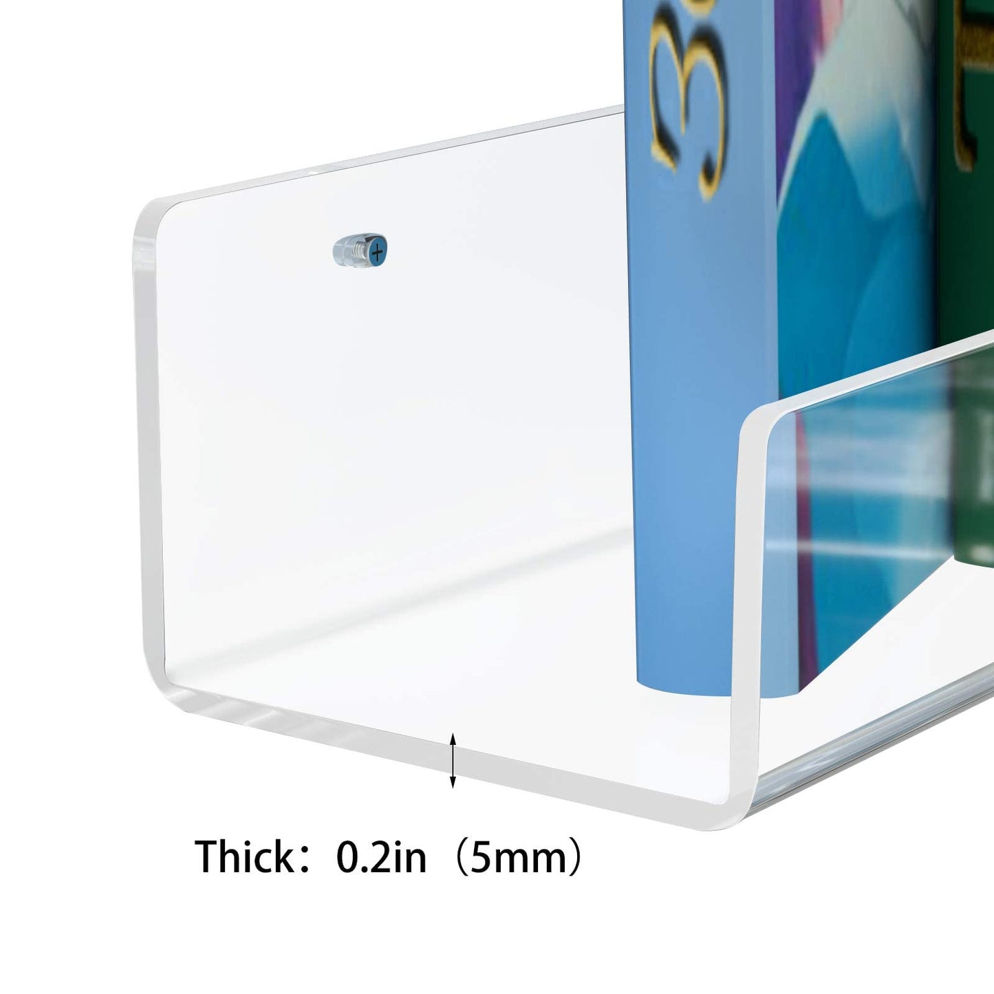 6Pack Acrylic Floating Shelves, 12 inch Clear Bathroom Wall Shelf, Bookshelves, Invisible Display for Office, Bedroom, Small Gap Allows Water to Escape, Free Screws & Drill Bit